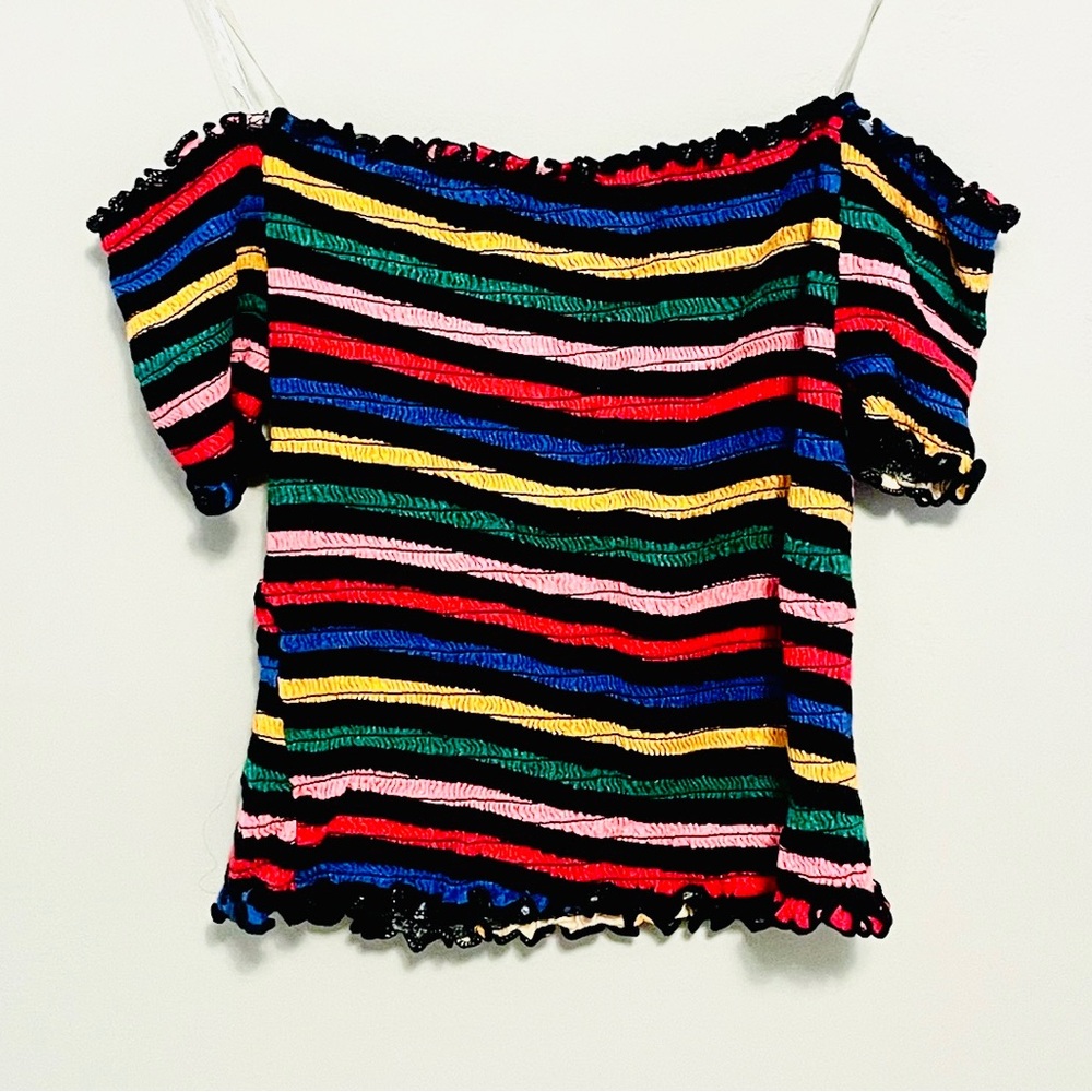 Multicolor Striped Off-Shoulder Blouse